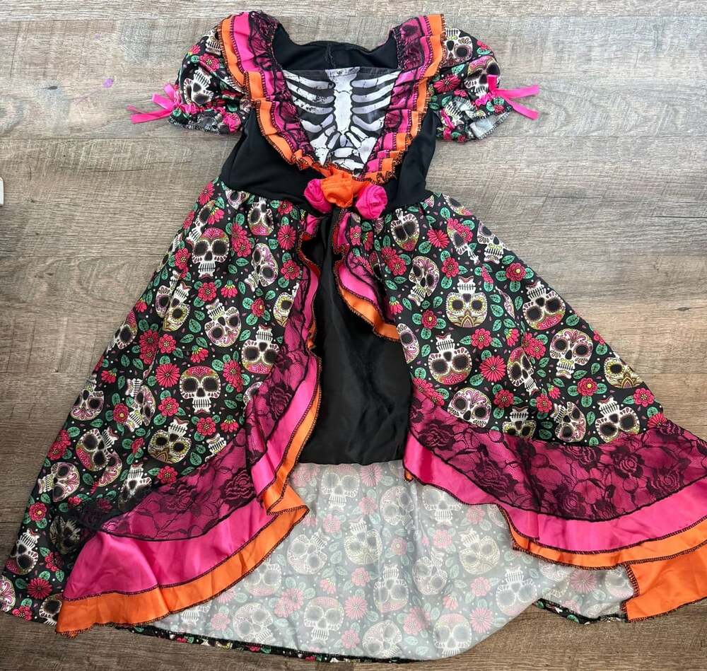 YOUTH Day Of The Dead Sugar Skull Costume Dress Girls Halloween